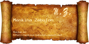 Menkina Zebulon névjegykártya